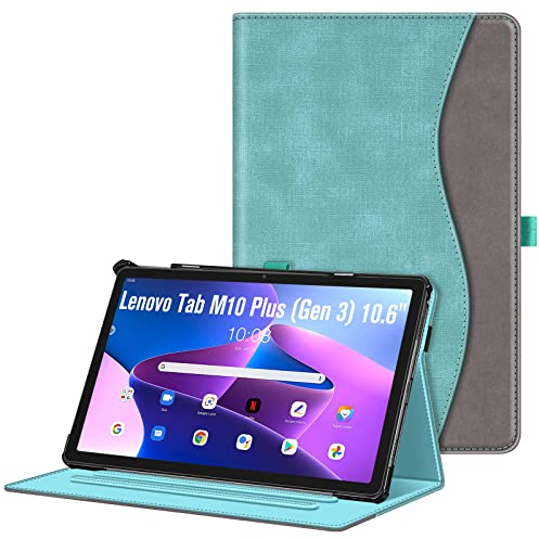 Fintie Funda Multiángulo Compatible con Lenovo Tab M10 Plus (3.ª Generación) 10.6 2022 - Carcasa Delgada con Bolsillo Función de Soporte y Auto-Reposo/Activación, Verde Menta
