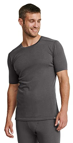 DANISH ENDURANCE Merino Shirt Herren, Kurzarm Funktionsshirt, Atmungsaktiv & Temperaturregulierend, Dunkelgrau, XL
