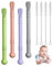 Vicloon Beißring Baby, 8-Teiliges Set Beißröhrchen Silikon, 4 Stück Zahnungshilfe +4 Stück Reinigungsbürste für Baby 6-12 Monate Sensorisches Kauen Molar Spielzeug(Flat head)