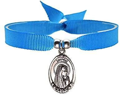 Armband der Jungfrau von Lourdes, Band Unserer Lieben Frau von Lourdes, verstellbares Stoffarmband, religiöses Band für Frauen und Männer.