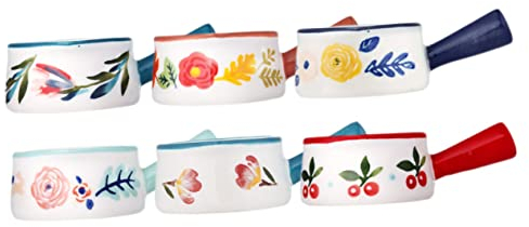 Cabilock Jarra De Crema De Cerámica 50 Ml Con Asa, Diseño Japonés, Accesorio Para Café y Jarabe, Pequeña Taza Multiusos Para Salsas y Leche, Set De 6 Piezas De Colores Variados