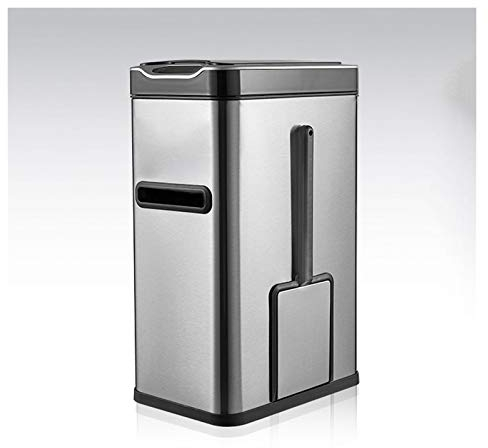 Poubelle Ménage Smart Induction Poubelle avec Couvercle 7L Poubelle de Salle de Bain avec Brosse WC et Boîte à Mouchoirs (Argent B)