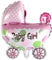 Mr. Gadget's Solutions® Girl Cart/Cot/Pram Shaped Foil Helium Air Balloon - Baby Shower, Birthday, Reveal Parties, Decorations - Pink Color (1 Balloon)