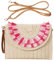 HINGTAT Bolso de mano de paja para mujer, bolso cruzado de paja, bolsas de playa para mujer, bolsa de tela de paja, bolsa de fiesta para fiesta de noche, 04-rosa
