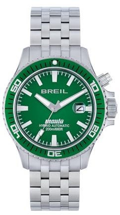 Breil, Collezione Manta P.R.O., Orologio Uomo, Cronografo Uomo in Acciaio, Movimento al Quarzo, Chiusura Diver Regolabile 14-21 cm, Fino a 6 Mesi di Carica, Resistente all'Acqua, Silver-Verde