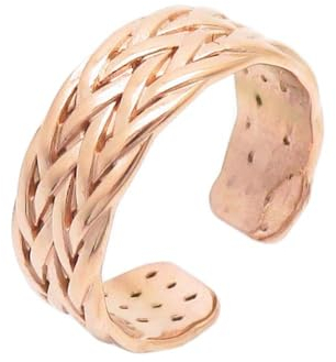 OAKKY Damen Edelstahl Einfache geflochtene Knoten Ringe Ewigkeit Ehering Statement Schmuck RoséGold