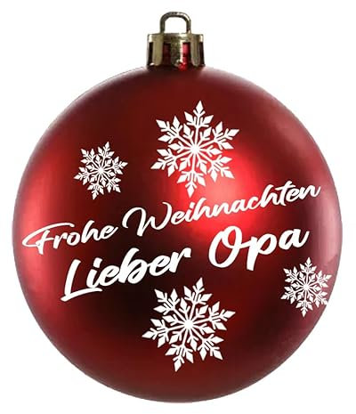 Weihnachtskugel Frohe Weihnachten Opa aus Glas 8cm | Matt &Glänzend Christbaumkugel Groß | Weihnachten, Weihnachtsbaumschmuck | Kugeln (Matt, Rot)