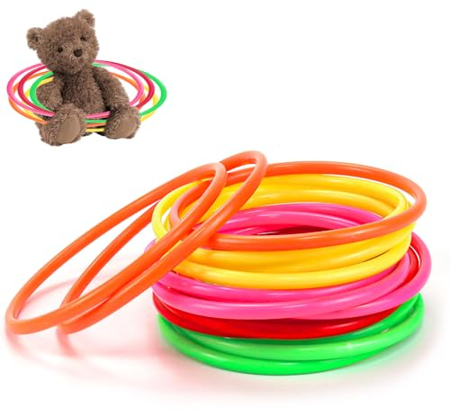 NAROSEBE 15 Stück Aktivitätsringe Ringwurfspiel Plastik Wurfringe Spiel Toss Ringe Mehrfarbig Koordinationsringe Fussball für Ringe Werfen Spiel, Kinder Target Übungsspiele (14,5 cm)