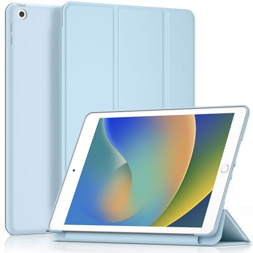 YLK Cover per iPad 9/8/7 Generazione, Custodia per iPad 10,2 Pollici 2021/2020/2019 Modello Cover con Auto Svegliati/Sonno (Azzurro)