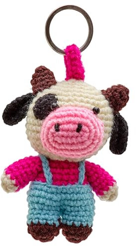 By Bers Grenouille Vache Ours Crochet Porte-clés Pendentif Sac Crochet Laine Animal Amusant, Haekel de vache, 5cm bis 16cm