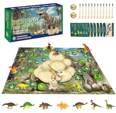 Dino Ausgrabungsset,12 Stück Dino Eier Zum Ausgraben,Dinoeier Zum Ausgraben,Ausgrabungsset für Kinder ab 4 5 6 7 8 9 10 Jahre