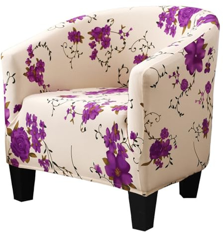 Morbuy Drucken Sesselhussen Sesselbezug Stretch Sesselschoner Sesselüberwurf Elastisch Sofahusse Husse Sofabezug für Clubsessel Loungesessel Cocktailsessel Cafe (Lila Blume)