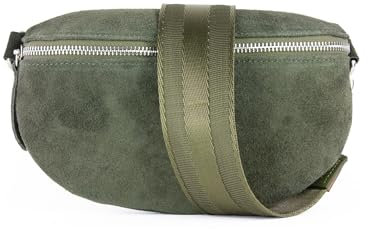 lePelou Bauchtasche aus Veloursleder, Wildleder Bauchtasche, Festival Tasche, Cross Body Tasche, Gürteltasche, Geschenk (Khaki 5, L)
