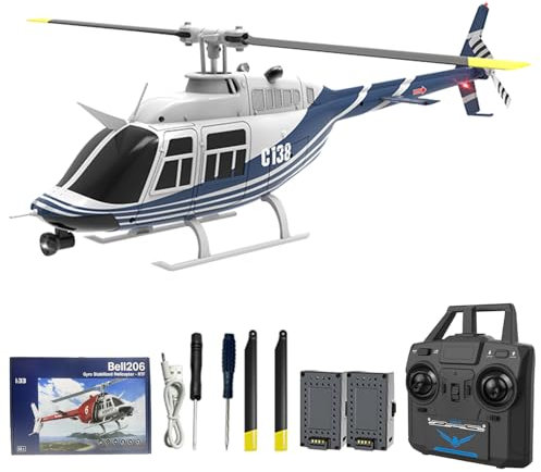 Hylukon RC Helicopter, 2.4GHz Single Propeller Aileron Free Helicopter with 6-axis Gyro, 6 Channel Radio Controlled Helicopter One Key Takeoff/Landing Three-Speed Adjustment, Gift for Kids Adults
