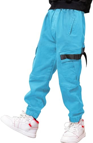 Pantalon Cargo pour Garçon,Style décontracté, Taille élastique, Enfant Jogging Uniforme Scolaire Pantalon de Sport