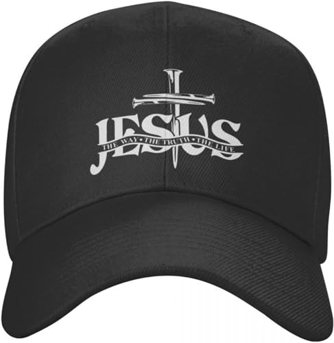 IEOGHWXY Baseballkappe Snapback Sonnenhut The Way The Truth The Life Baseballkappe verstellbare Papa-Mütze Sonnenschutz Snapback-Kappe Kreuz Glaube Geburtstagsgeschenk für Männer und Frauen