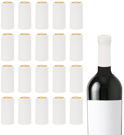 QUARKZMAN 150Stk PVC Schrumpf Kapseln Wein Flaschen Verschließer Wein Schrumpf Foliendeckel für Wein Glas Flaschen Wein Keller Zuhause 30x60mm Weiß