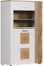 trendteam smart living - Vitoria - Vitrine - Weiß Matt/Evoke Eiche - Highboard mit Hirnholzapplikationen - (BxHxT) 90 x 146 x 42 cm - Türen Links oder rechts montierbar