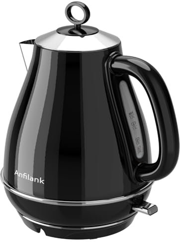 Anfilank Electric Kettles Fast Boil 3000W, 1.7L Stainless Steel Kettle, BPA Free, Auto Shut-Off and Boil-Dry Protection, Black
