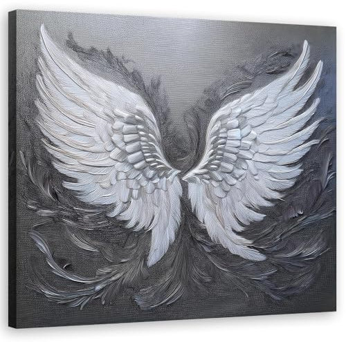Feeby Leinwandbild - Bilder Wohnzimmer - Retro Vintage Engelsflügel - 30x30 1tlg - Deko Schlafzimmer - Wanddekoration - Aesthetic - Groß Moderne Bild - Foto auf Leinwand