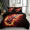 Duvet Cover Girls Boy Red Flame Guitar Bedding Set 3PCS, Soft Comfy Microfiber Reversible Black 200 x 200 cm Duvet Cover Set with 2 Pillow Cases