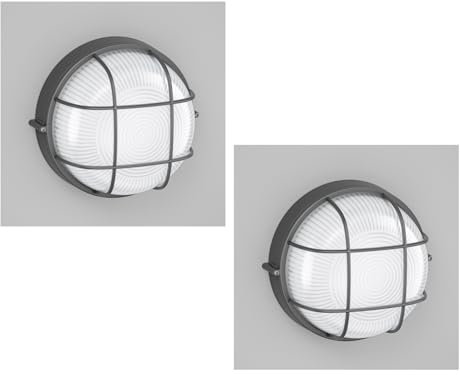 ledscom.de 2 Stück Feuchtraumleuchte, Kellerleuchte KERU, rund, anthrazit, IP44, inkl. GX53 LED, 1038lm, warmweiß