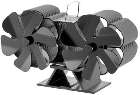 Ventilateur de poêle à bois, 12 pales alimenté par la chaleur, noir