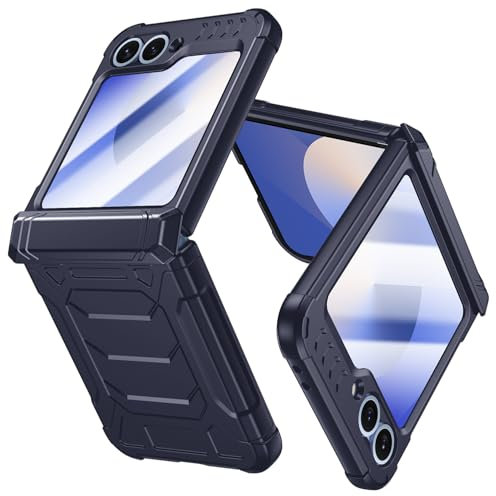 Military-Grade Drop Protection Case for Samsung Galaxy Z Flip6 / Flip7FE: Shockproof TPU Frame, Hinge Protection, HD Screen Protector, Anti-Slip Rugged Phone Cover for ZFlip6 / ZFlip7FE - Blue