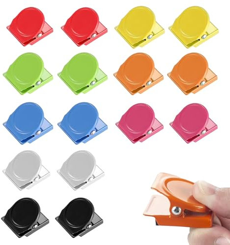 Magnet Klammer, 16 Stücke Magnetklammern aus Metall, Magnete mit Klammer, Multi Farbe Metall Magnet Clips, Kühlschrank Magnete, Für Kühlschrank, Tafel, Büro, Küche