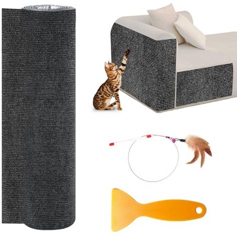 Alfombra Rascador para Gatos,200 × 40 cm,Manta de rascar para Gatos,Tapete Rascador para Gatos con Autoadhesivo,DIY Climbing Cat Scratcher,Alfombra Autoadhesiva para Gato para Proteger Alfombrasy