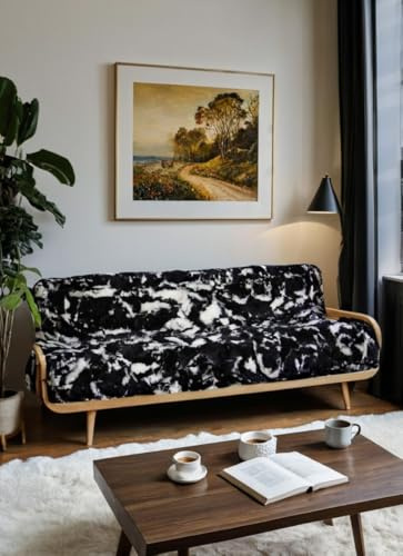 Hollert Lammfelldecke Toscana Modell 4 Schwarz/Weiß 205 x 160 cm Felldecke Kuscheldecke Wohndecke Tagesdecke Echtfell