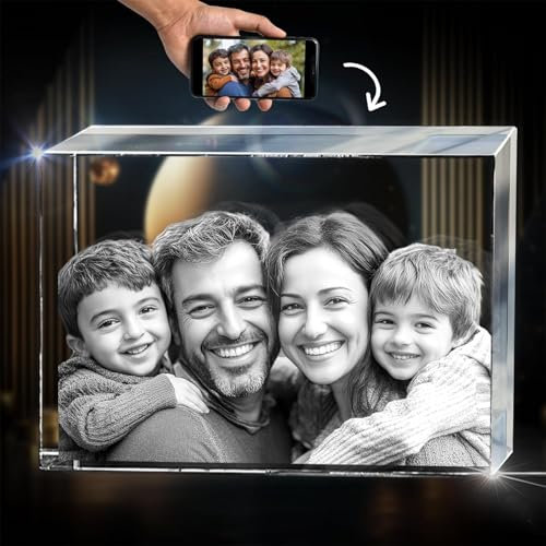 Photo en cristal 3D - Cadre commémoratif personnalisé pour maman, papa, épouse, homme, bien-aimé, rectangle 3D gravé au laser, image cube sur verre personnalisé pour anniversaire, anniversaire de