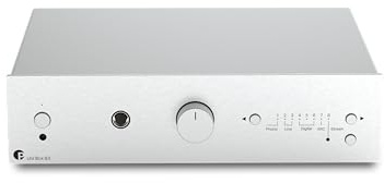 Pro-Ject Uni Box S3 - Amplificatore audiofilo con WiFi, Bluetooth, TV ARC, Phono, Line, digitale, uscita cuffie (argento)