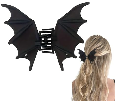 Halloween Fle-dermaus Haarspangen – Gothic Fle-dermaus Haarklammer Für Damen | Dekorative Rutschfeste Gothic Flügel Haarklammer Für Damen, Halloween, Mottopartys, Cosplay, Maskerade (Schwarz)