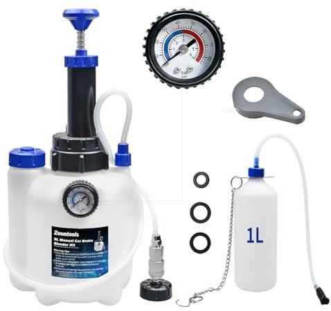Zoomtools 3L+1L Brake Bleeding Kit Manual Brake Bleeder Automotive Brake Fluid Bleeder with E20 Adapter Suitable for most European Models (1 Adapter)