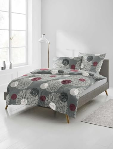 Bierbaum Fein-Biber Bettwäsche 6292 Grau 100% Baumwolle 135x200 + 80x80 cm