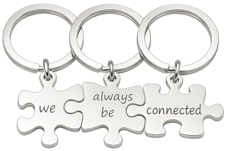 DONWOIE Jigsaw Puzzle Keyring, Piece Keychain Bag Charms for Women | Engraved Quote Key Rings with Silver Split Ring Gifts for Friends Girls Family Classmates