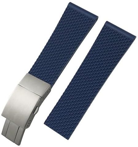 sooponu Geflochtenes Silikon-Uhrenarmband für Breitling Navitimer Avenger Superocean Blackbird Reconnaissance(Blue silver1,24mm)