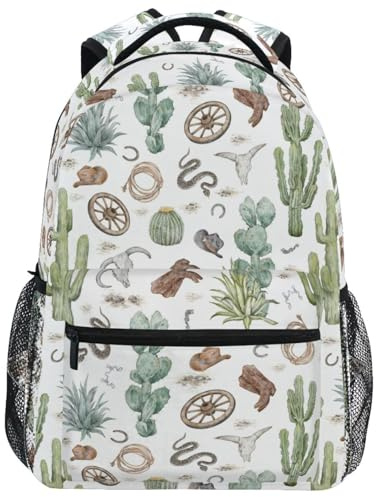 Sac À Dos Western Nature Cactus Cartables Classique Cartable Scolaire Unisexe Rucksack pour École Randonnée Voyage