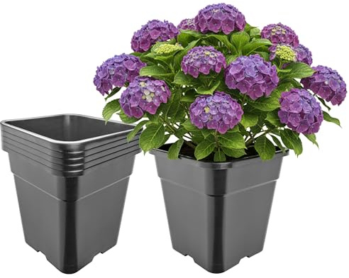 Garronda Pflanztopf Kunststoff hoch 30,5 x 30,5 x 31 cm (18L) 5er Set eckig mit Drainagelöchern Blumentopf PP Pflanzgefäß für Garten Gewächshaus Balkon Anzucht Innen Außenbereich Schwarz GD-0201
