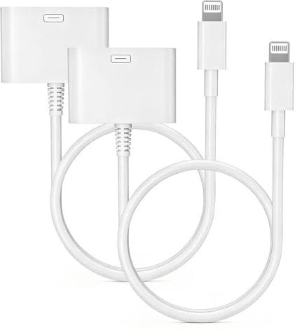 Lot de 2 adaptateurs Lightning vers femelle 30 broches pour iPhone [certifié Apple MFi] 8 broches vers 30 broches de chargement et de transfert de données pour iPhone 14 13 12 11 Xs X 8 7 6 5 4 iPad
