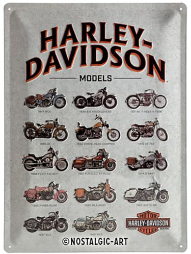 Nostalgic-Art Retro Blechschild, 30 x 40 cm, Harley-Davidson – Model Chart – Geschenk-Idee für Biker, Original Lizenzprodukt (OLP), aus Metall, Vintage Design, Blechschilder Sprüche
