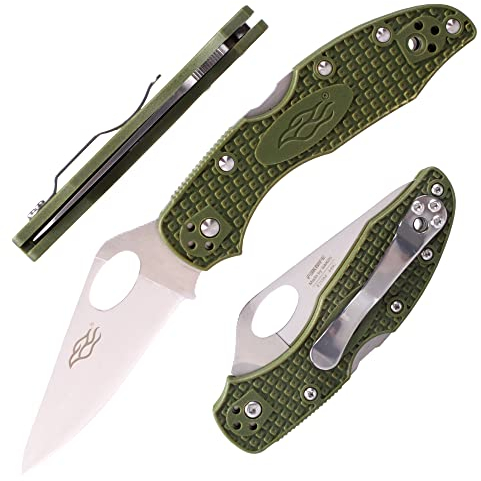 GANZO Firebird F759M-GR Couteau Pliant de Poche Lame en Acier 440C 75 mm Poignée Antidérapante avec Clip Camping EDC Couteau 175 mm 67 g (Vert)