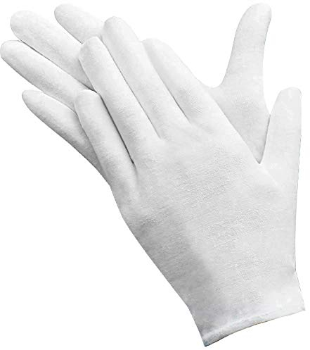 HONGXIN-SHOP Weiße Baumwollhandschuhe,Weiße Handschuhe 12 Paare 9 Zoll für Schmuckinspektion Hochzeit Werkstatt Bauernhof Garten