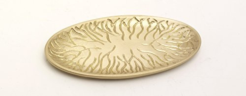 Kerzenteller, Dekoteller in ovaler Form Messing Gold matt im Baum-Design 13 x 6 cm für Ovalkerzen, Ellipsenkerzen