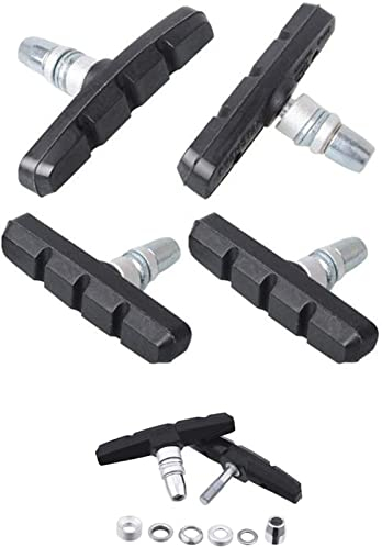 Cheeroyal 2 Pairs 70 mm V Bike Brake Pads with Hex Nuts and Spacers V Bicycle Brake Blocks Set Black