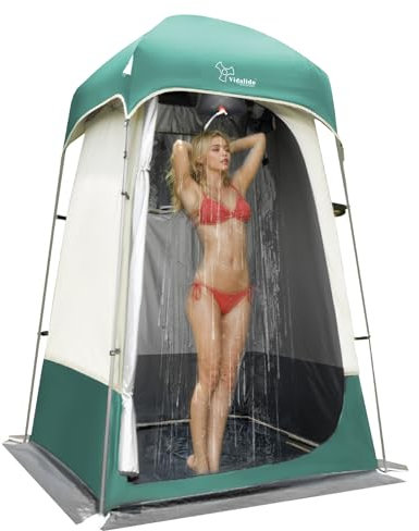 Outdoor Shower Tent Changing Room Privacy Portable Camping Shelters (White+Green)