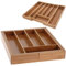 ORION - Cajón para cubiertos de bambú, bandeja para cubiertos extraíble, organizador 26-40 x 35,5 x 4,5 cm