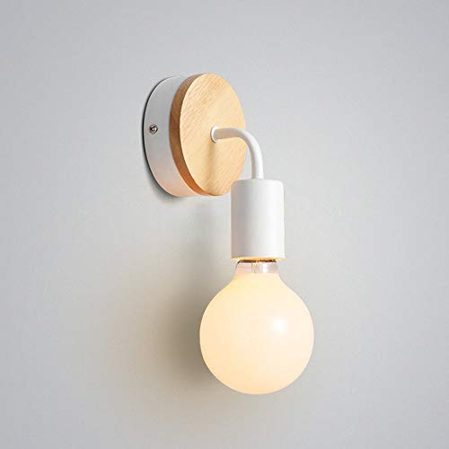 Loft Vintage Industrie E27 Edison LED Wandlampe mit aus Metall hergestelltem Lampeschirm für Kaffeehaus Wohnzimmer Schlafzimmer Nachttisch Bedside Küche Esszimmer (B:Weiß)