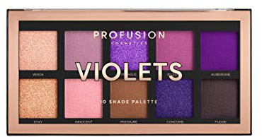 Profusion Cosmetics Violets 10 Shade Eyeshadow Palette (blendable multi-finish array of orchid to lavender and violet hues)
